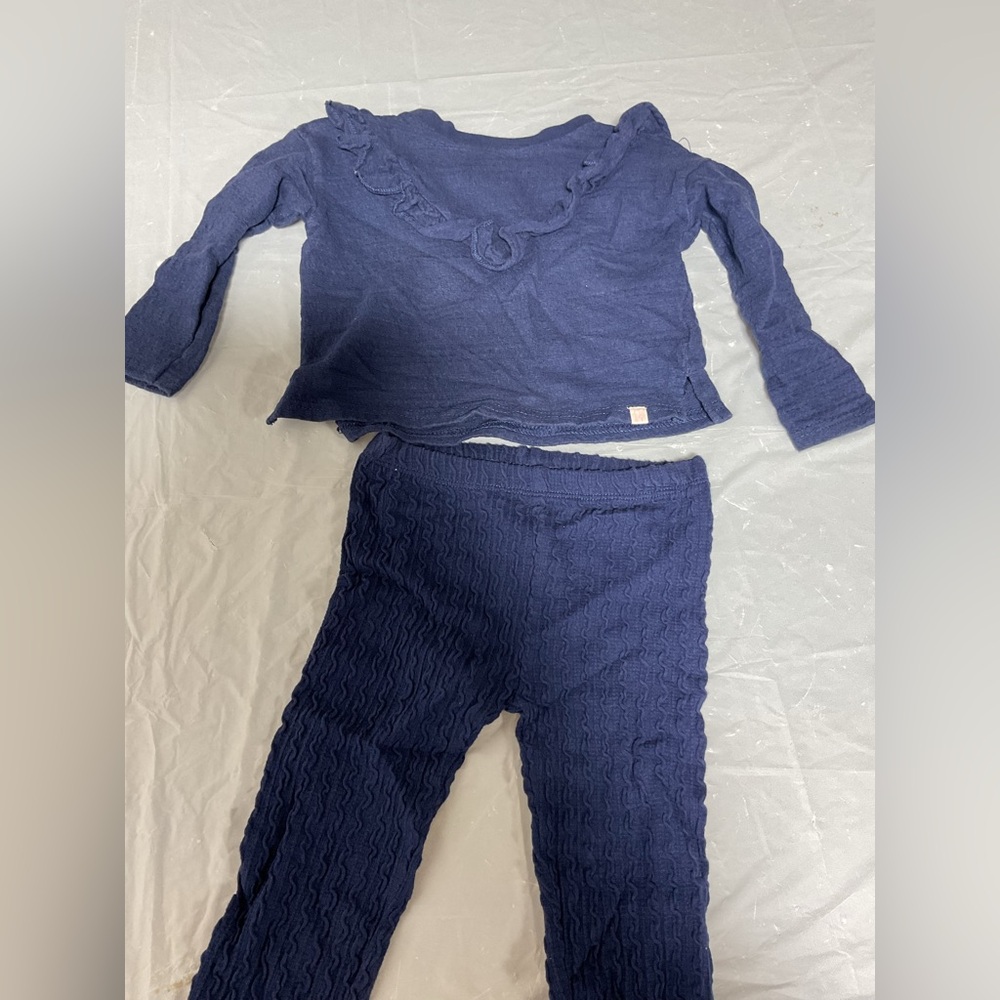 Sovereign Code Navy Blue Ruffle Top & Legging Set - Kids Matching Set - Picture 2 of 3